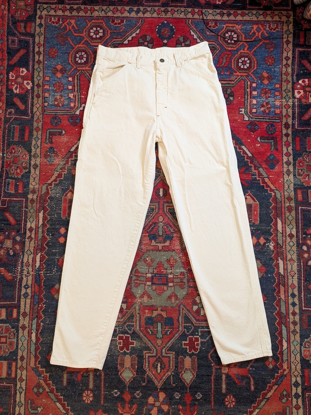 80s Vintage Wrangler Work Wear Men's Or Unisex Unbleached Cotton Painters Pants